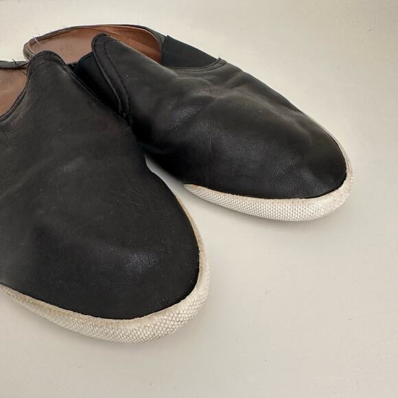 Frye Melanie Slip On Leather Flat Gore Mules Black - Picture 3 of 5